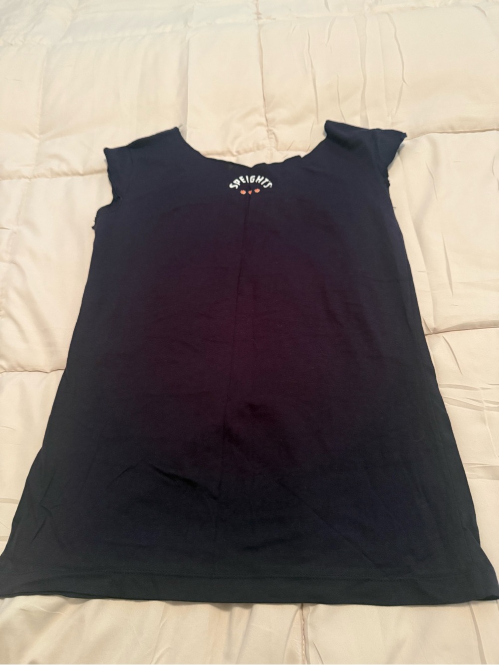Girls Navy Sleeveless Tank Top with Heart Detail